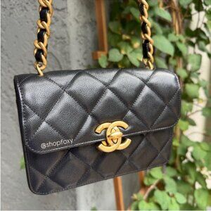 Chanel Shiny Caviar Quilted Small Single Flap